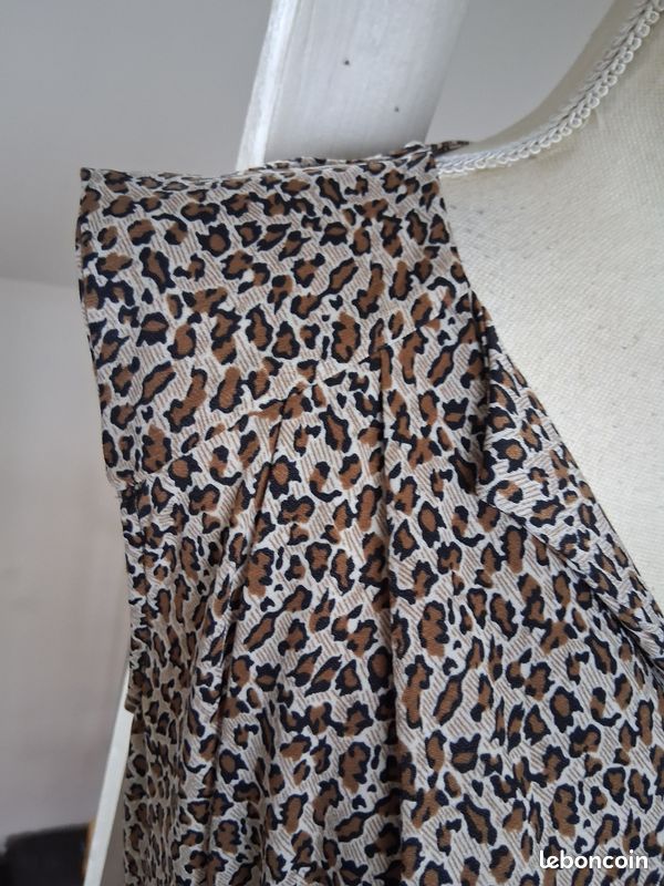 Robe Asymétrique Déstructurée - Marron, Blanc, Orange - Affinités Armand Thiery Taille 36 - Occasion Très Bon État