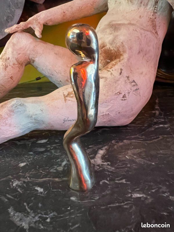 Sculpture Bronze Moderniste Vintage - Nu Féminin Abstrait (image 6)