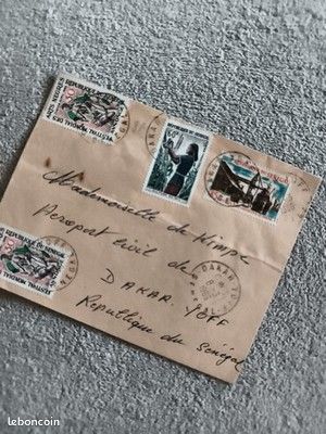 Lettre affranchie Sénégal 1955, 3 timbres arts, agriculture, industriel, philaté (image 1)