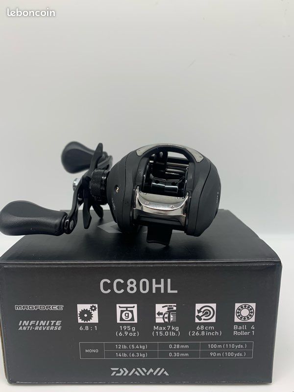 Moulinet De Lancer Daiwa CC80 RH - Ratio 7,5:1, 5 Roulements, Pour Pêche Eau Douce, Neuf