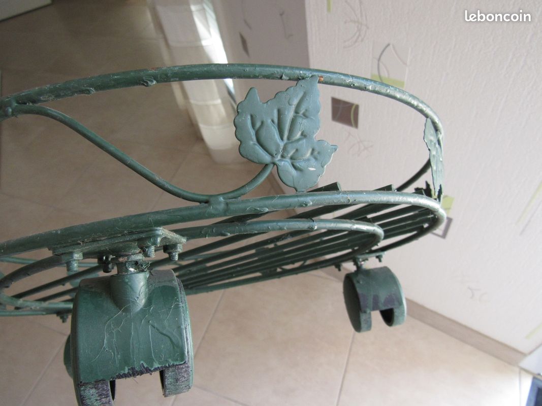 Support pour pot de fleurs vert en acier diametre 38 cm PRIX 10 euros (image 2)