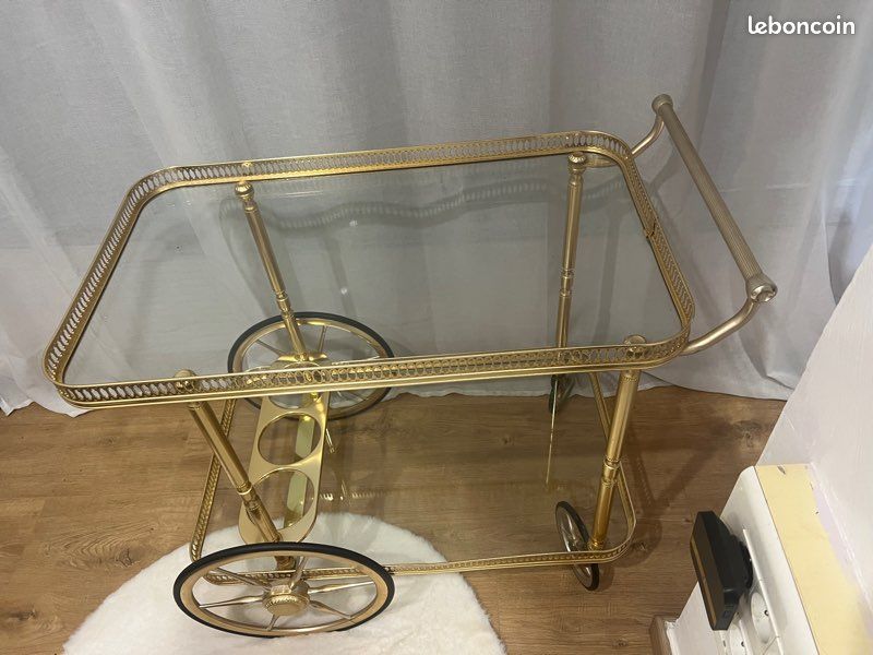 Servante doré vintage d’époque table roulante (image 1)