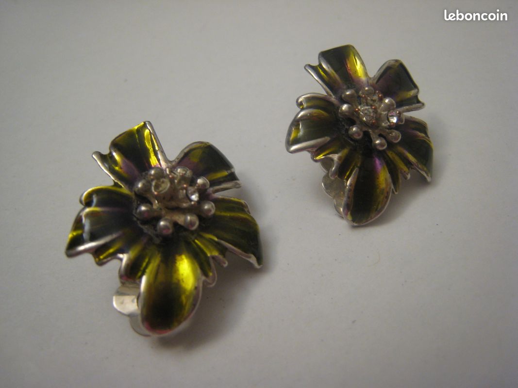 Boucle d'oreille vintage géométriques MamiAmy à clips années 80 - Boutique Vintage