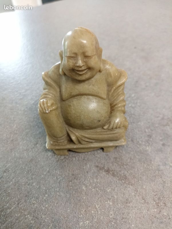 Lot De 2 Statues Bouddha Rieur Chinois – Résine Antique Doré, Décoration Adulte