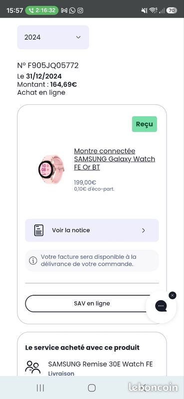 Montre Samsung Watch FE rose (image 7)