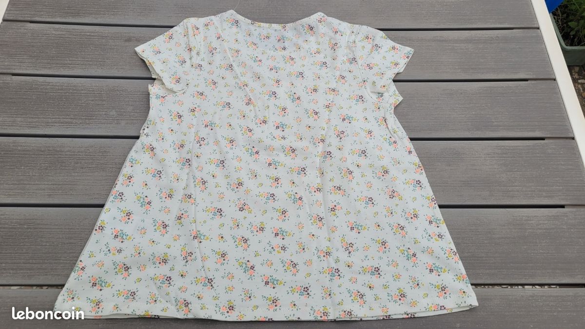 Tee-shirt blouse fille manches longues à volant personnalisable écru