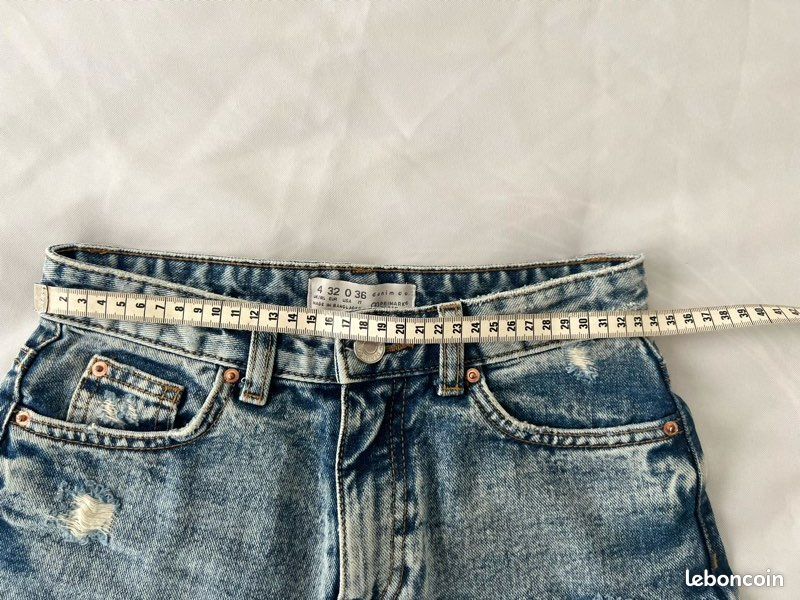 Short en jean à revers - Bleu clair - Femme