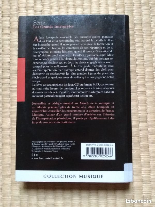 Livre Biographie Musique Les Grands Pianistes Du XXeme Siècle inclus 2 CDs Lompech (image 2)