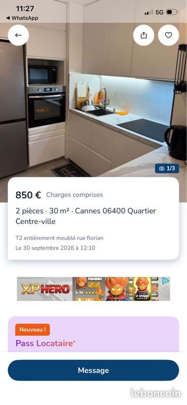 Appartement 2 pièces 30 m² · à Cannes · 30 m² · 850 €/mois