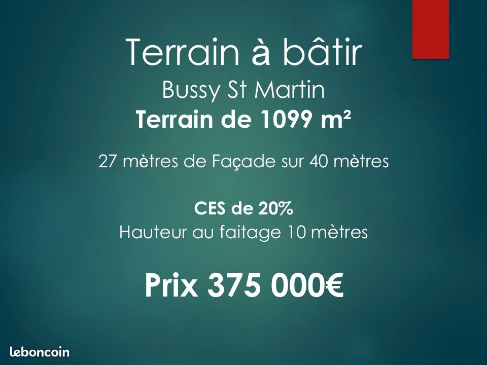 Terrain 1099 m² · à Bussy-Saint-Georges · 375 000 €