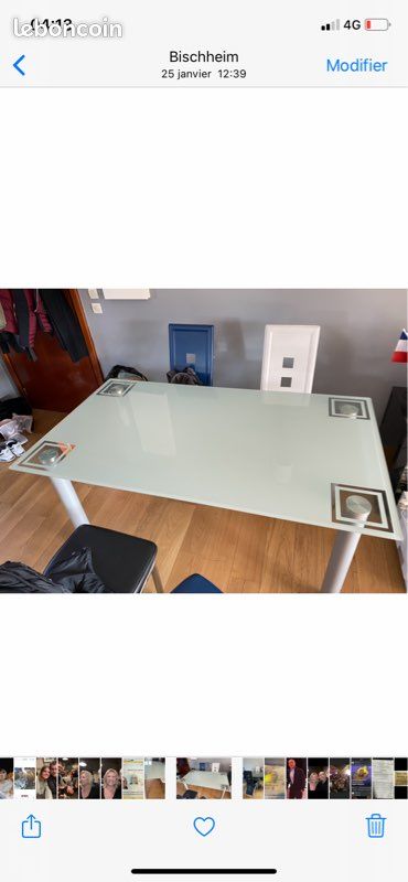 Table verre transparente rectangulaire (image 1)