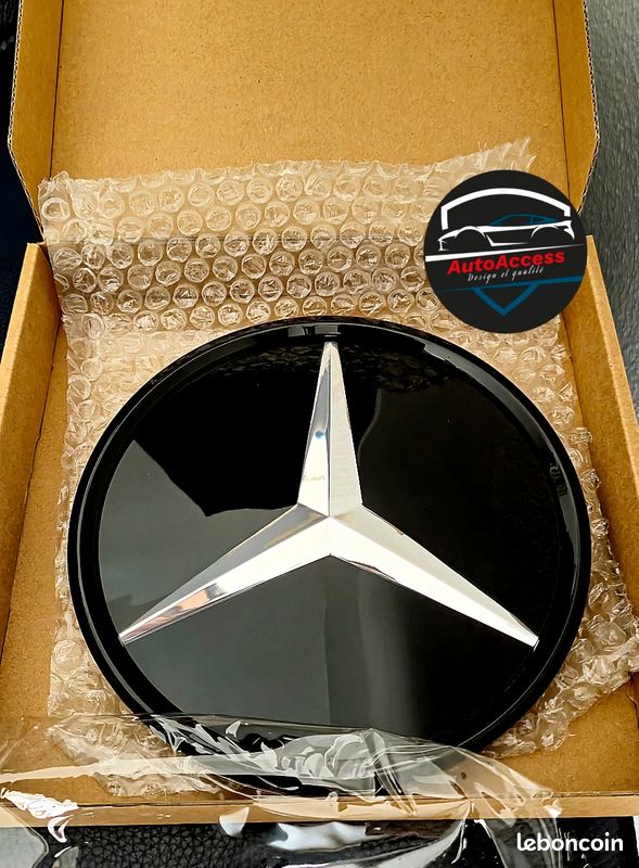 Logo Mercedes Calandre Classe A C W205 CLA W117 C117 2012-2019 Noir Chrome qualité premium (image 2)