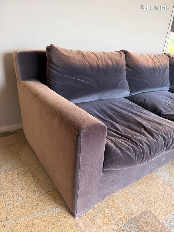 Canapé Caravane 3 places 265 cm — velours taupe (décoloré) (image 4)