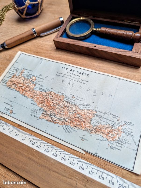 La Crète, Grèce, petit plan original imprimée en 1910 (image 1)