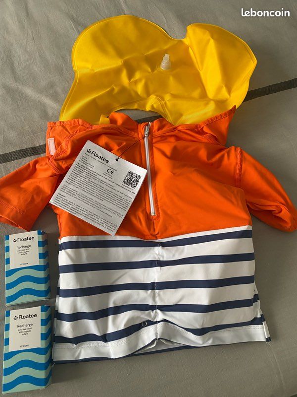 Tee-shirt anti-noyade enfant neuf avec cartouches recharges