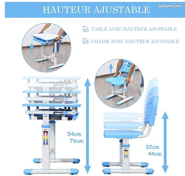 COSTWAY Bureau Enfant Garçon Fille Avec Chaise & 8