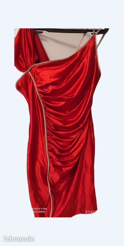 Robe D'été Courte En Coton - Taille 42/44, Style Color Block Blanc Noir Moutarde
