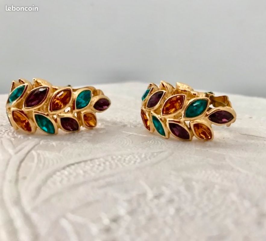 Boucles D'oreilles Clous Rétro Aviateur émail 3D Couleur Or - Vintage, Rare, Occasion, Offre Spéciale Incluse