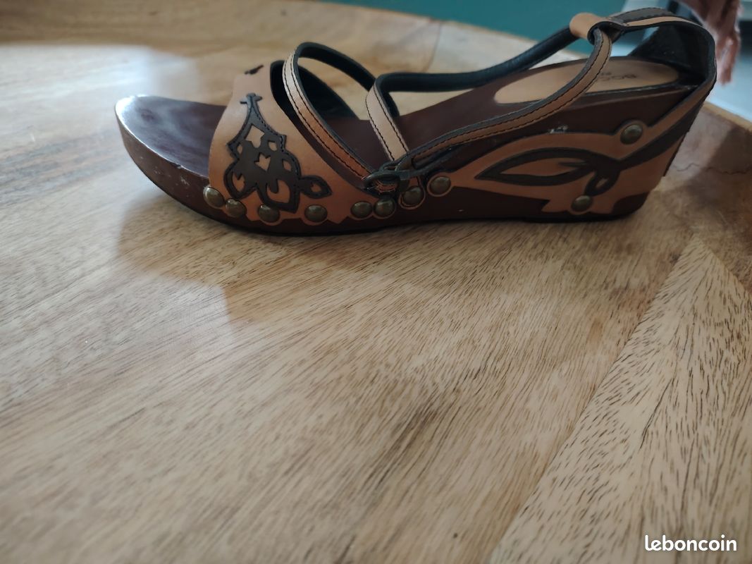 Sandales cuir et semelle en bois Bocage (image 1)