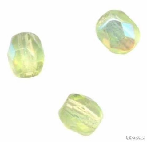 200 Perles Facettées Bohème 4mm Péridot AB - Pour Création Bijoux - Neuf