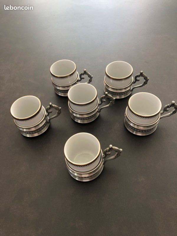 Lot de 6 tasses avec soucoupes Mallevesse | 25075-5-1