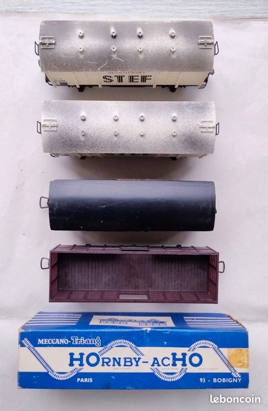 Lot De 6 Wagons De Marchandises Hornby/AC HO, échelle HO, Plastique, Années 70