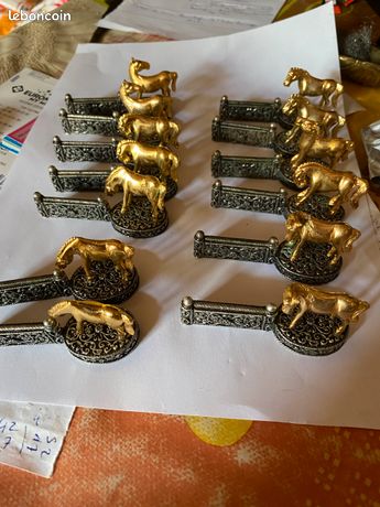 Porte-couteaux Vintage En Métal Argenté - Forme De Chevaux - Présentoir