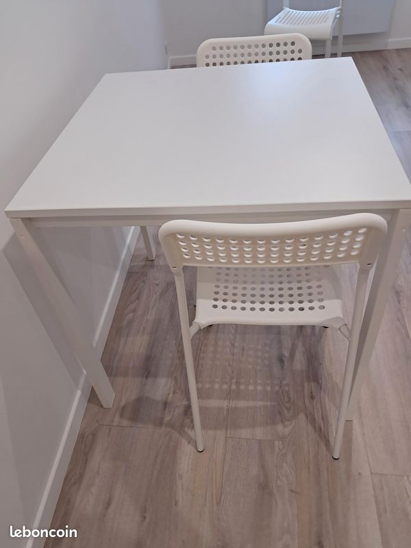 1 table neuve 75 x 75cm avec 4 pieds métal laqués blanc démontables et plateau mélaminé blanc épaisseur 20mm (image 3)