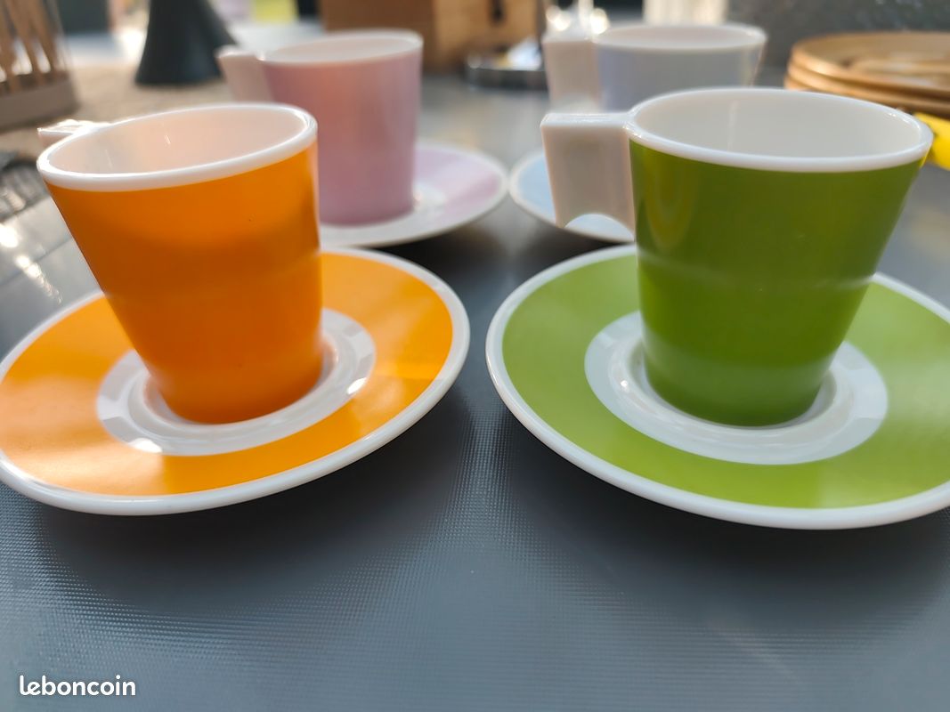 Lot De 4 Tasses à Expresso Arc France - Rouge Irisé, Fabrication Française