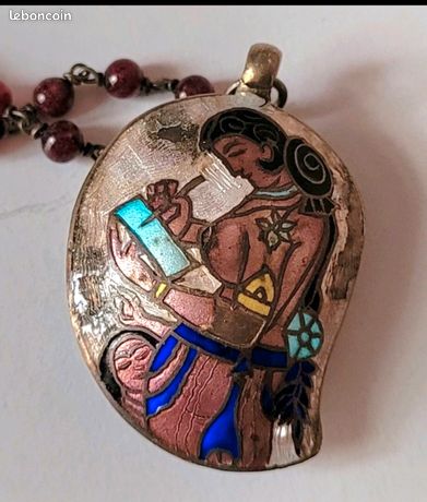 Sautoir Double Ancien 1900 En Argent Massif - Maille Et Fleurs De Lys - Rare