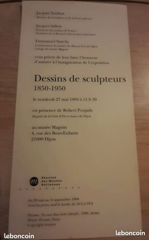 Lot numéro 2 Pablo Picasso 5 cartons invitation exposition (image 12)