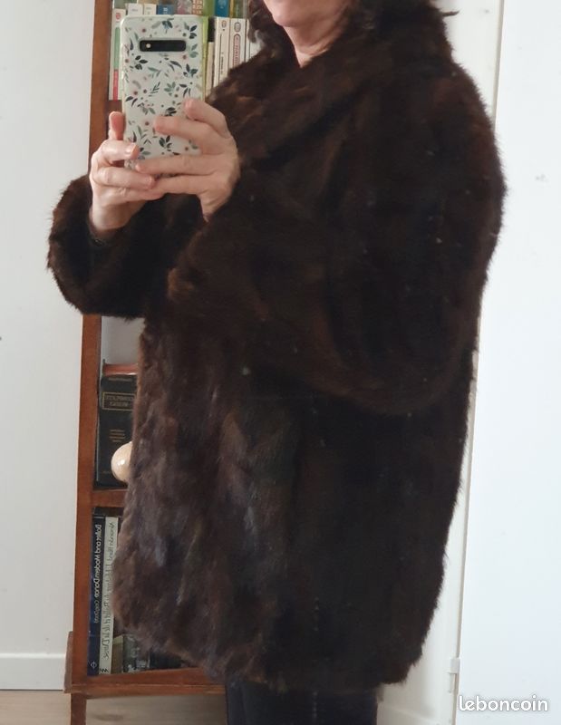 Manteau Fourrure Vison Vintage - Taille 38-40, Marron, état Impeccable, Occasion
