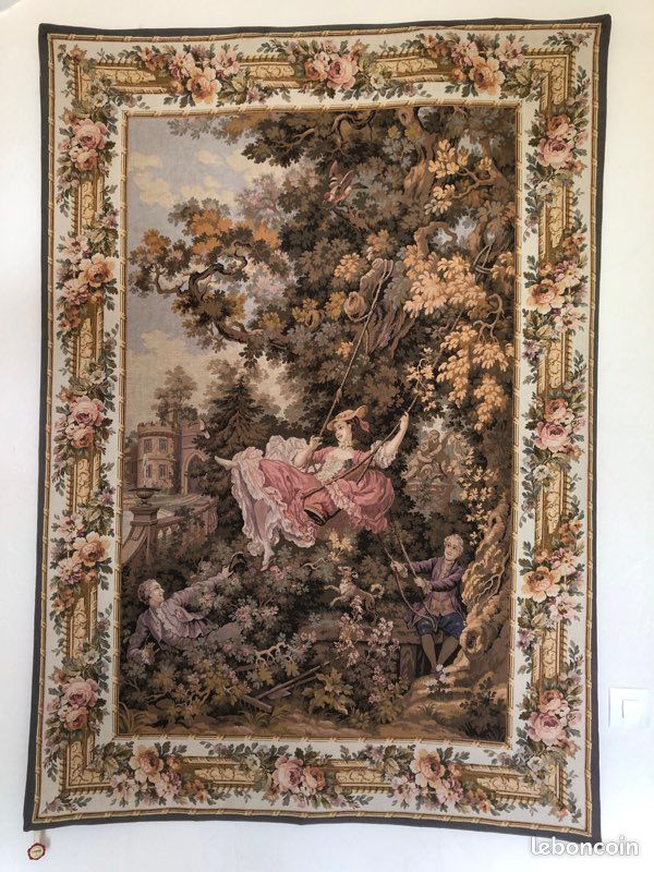 Tapisserie Murale Gobelins AFW Made In Belgium - 197 X 99 Cm - Thème Jardin Louis XV