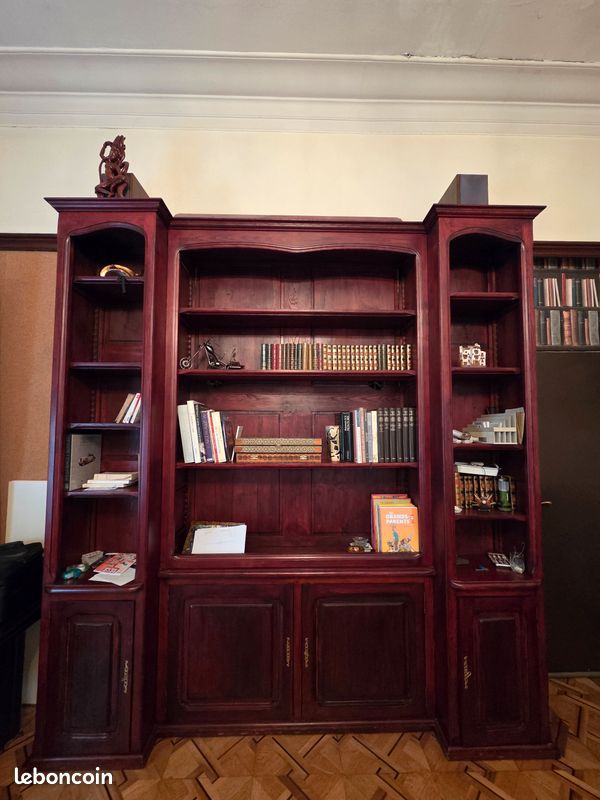 Bibliothèque mindi massif finition noyer 84 cm | Berah getah