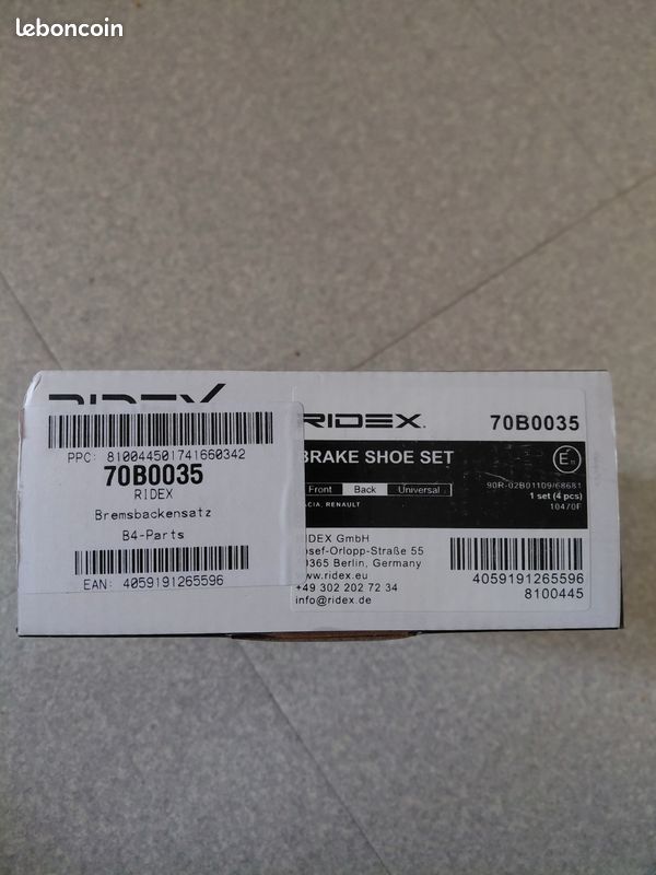 RIDEX 70B0180 Jeu De Mâchoires De Frein Arrière Pour Toyota Hilux Et Fortuner - Diamètre 295mm, Largeur 62mm, Haute Performance Et Sécurité