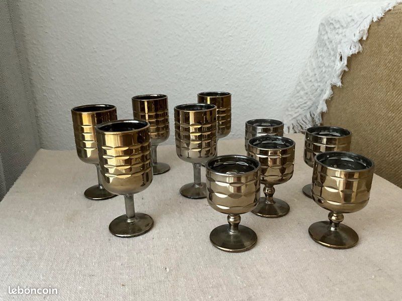 Set de verres à shot en verre de couleur bronze Nouveau