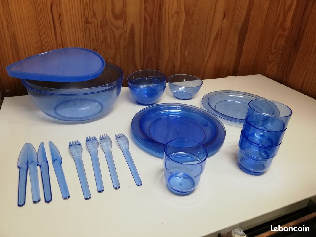 Lot Vaisselle Pique-nique 20 Pièces Pour 4 Personnes - Assiettes, Gobelets, Couverts