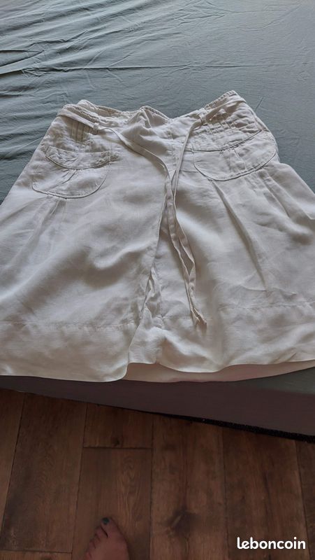 Jupe aigle mi saison crème lin et coton (image 1)