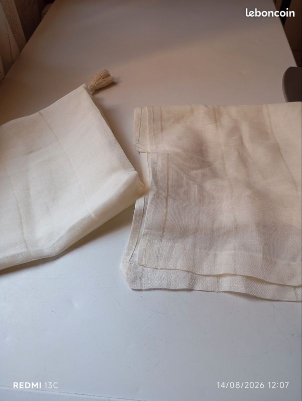 Jolie paire de voilage 60×120 coloris crème (image 5)