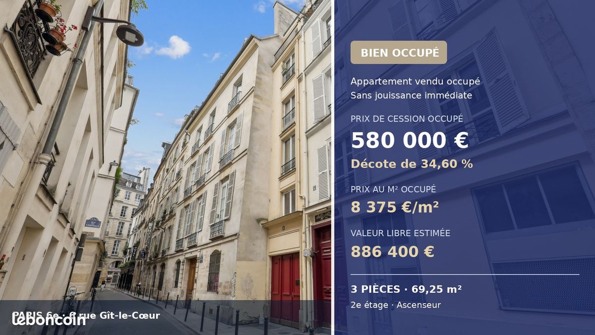 Appartement 3 pièces 69 m² · à Paris · 69 m² · 580 000 €