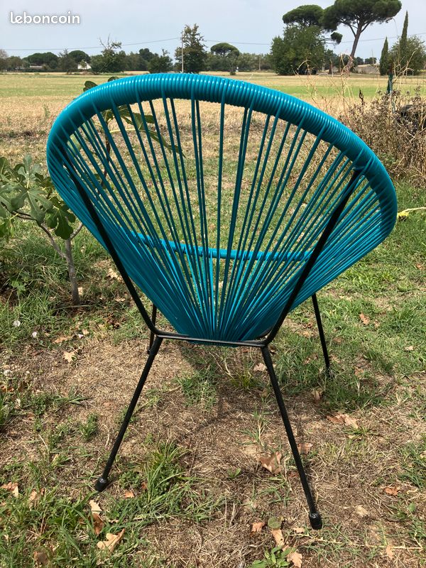 2 Chaises Pliantes Macramé Bleu Et Or – Style Vintage Avec Emblème Maçonnique – Pour Jardin, Piscine, Camping