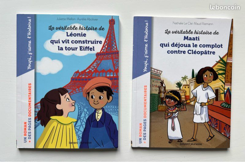 Youpi, j’aime l’histoire La véritable histoire de Léonie qui vit construire la Tour Eiffel / La véritable histoire de Maati qui déjoua le complot contre Cléopâtre (image 1)