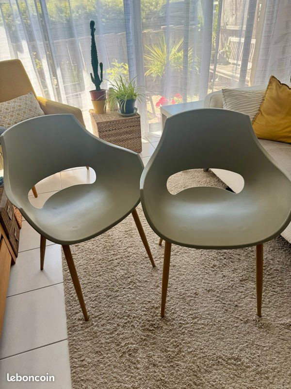 Lot de 2 chaises scandinaves gris flair avec accoudoir un (image 1)