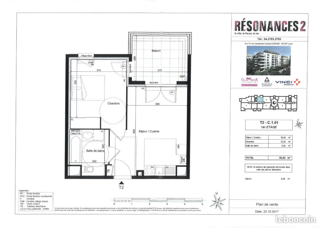 Appartement 2 pièces 36 m² · à Lyon · 36 m² · 674 €/mois