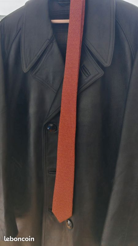 Cravate Pour Homme Frederick Thomas - Soie Tricotée Couleur Orange Brûlé Uni - Pointu Classique Fait Main UK - Neuve étiquetée