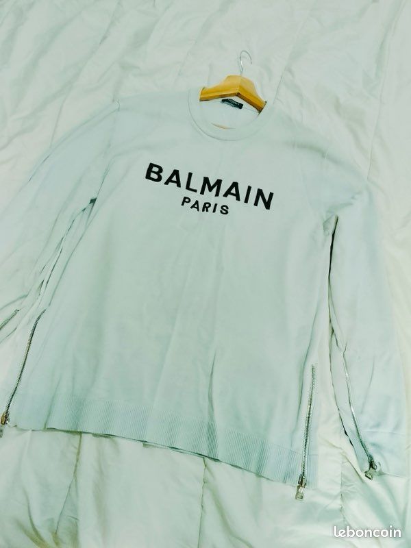 Pull Homme Balmain Paris En Tweed - Bleu - Taille XL - Neuf Sans Étiquette