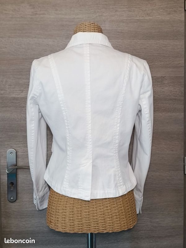 Veste blanche en jean femme T36 Neuve DUF77 (image 7)