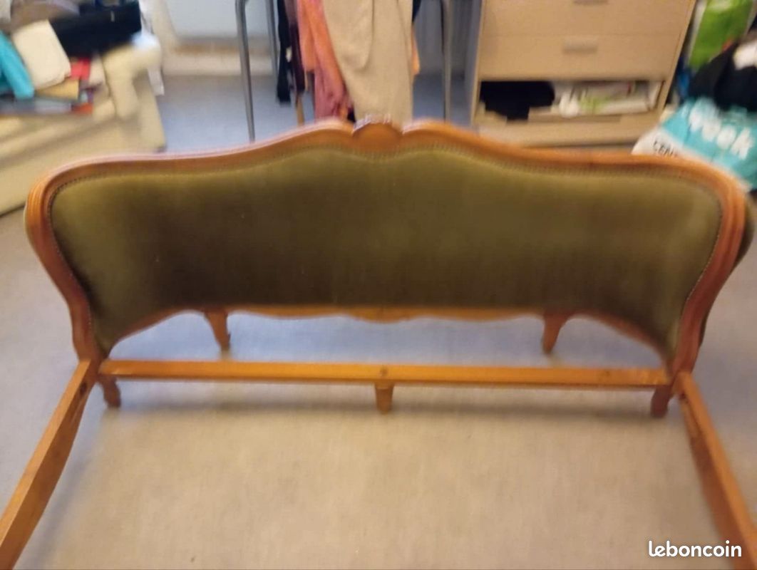 Lit bois massif 140*190 style Louis XV + sommier (image 7)