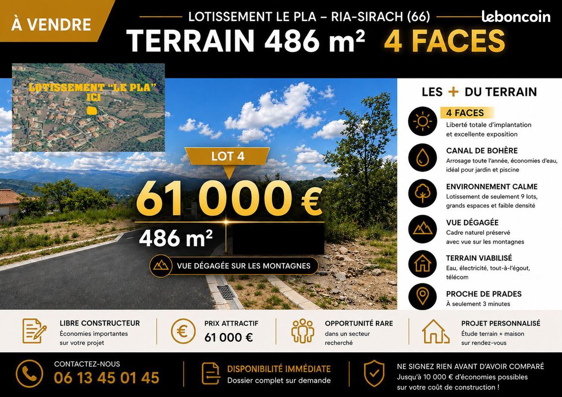 Terrain 486 m² · à Ria-Sirach · 486 m² · 61 000 €