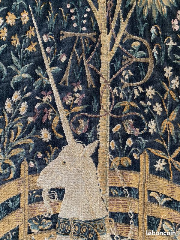 Tapisserie Murale Italienne La Dame à La Licorne - Gobelin Bleu - Style Classique